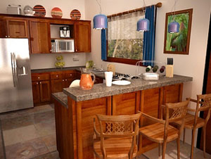 This rendering shows a typical kitchen in the planned homes. 